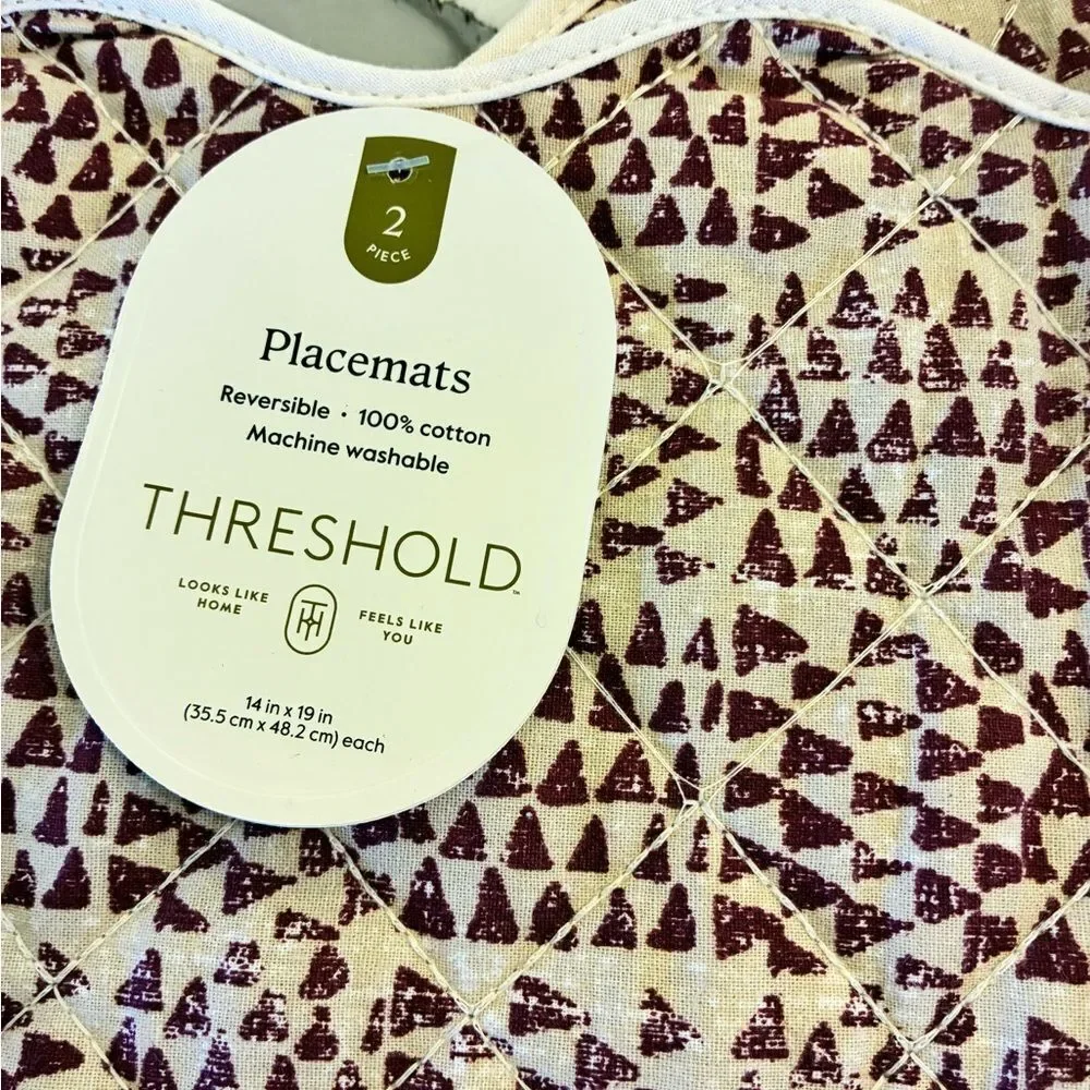 Threshold Burgundy and Cream Geometric Placemats